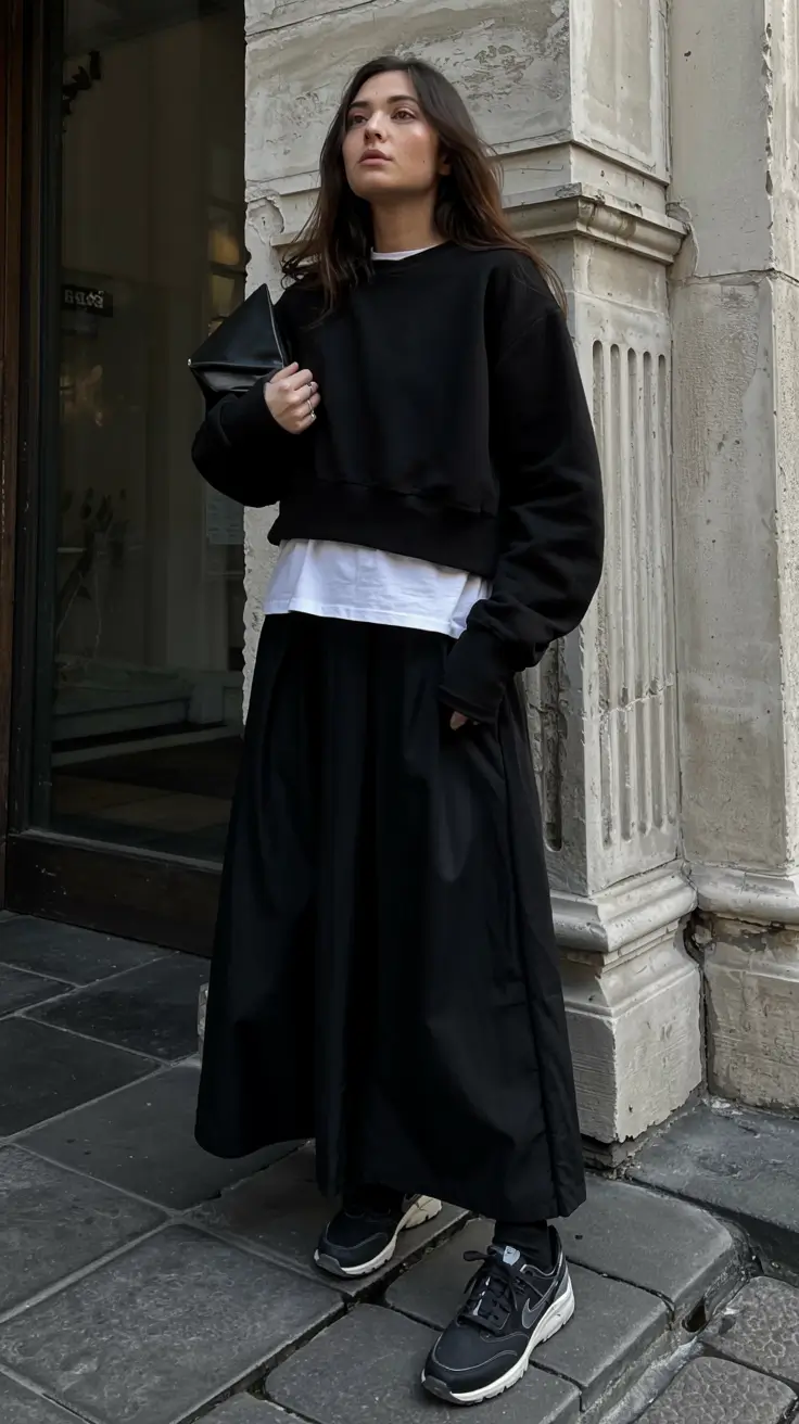 casual skirt outfits 2026 Street Edge Meets Minimal Cool