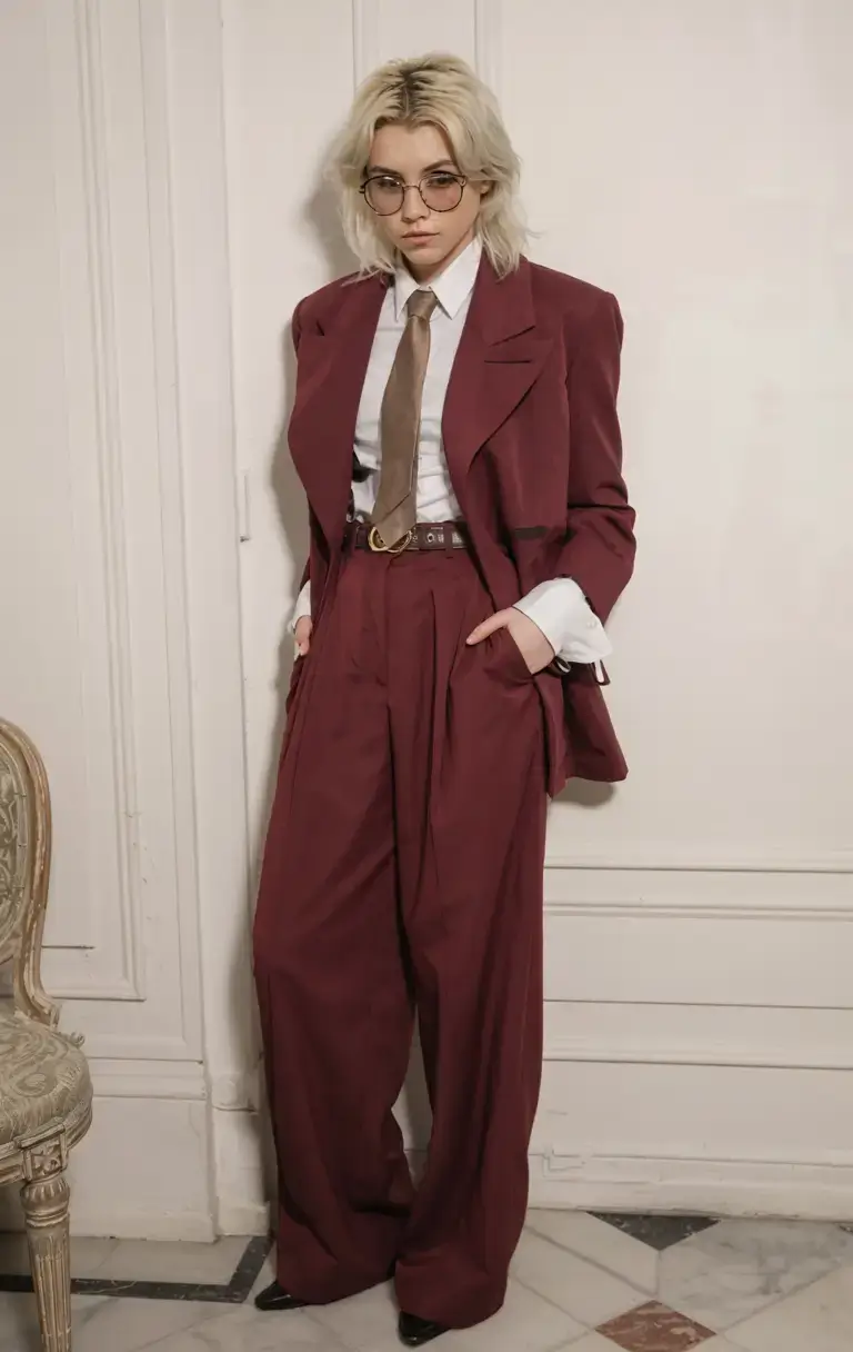 Chic office outfits for work 2026 Tailored Burgundy and Bold Individuality