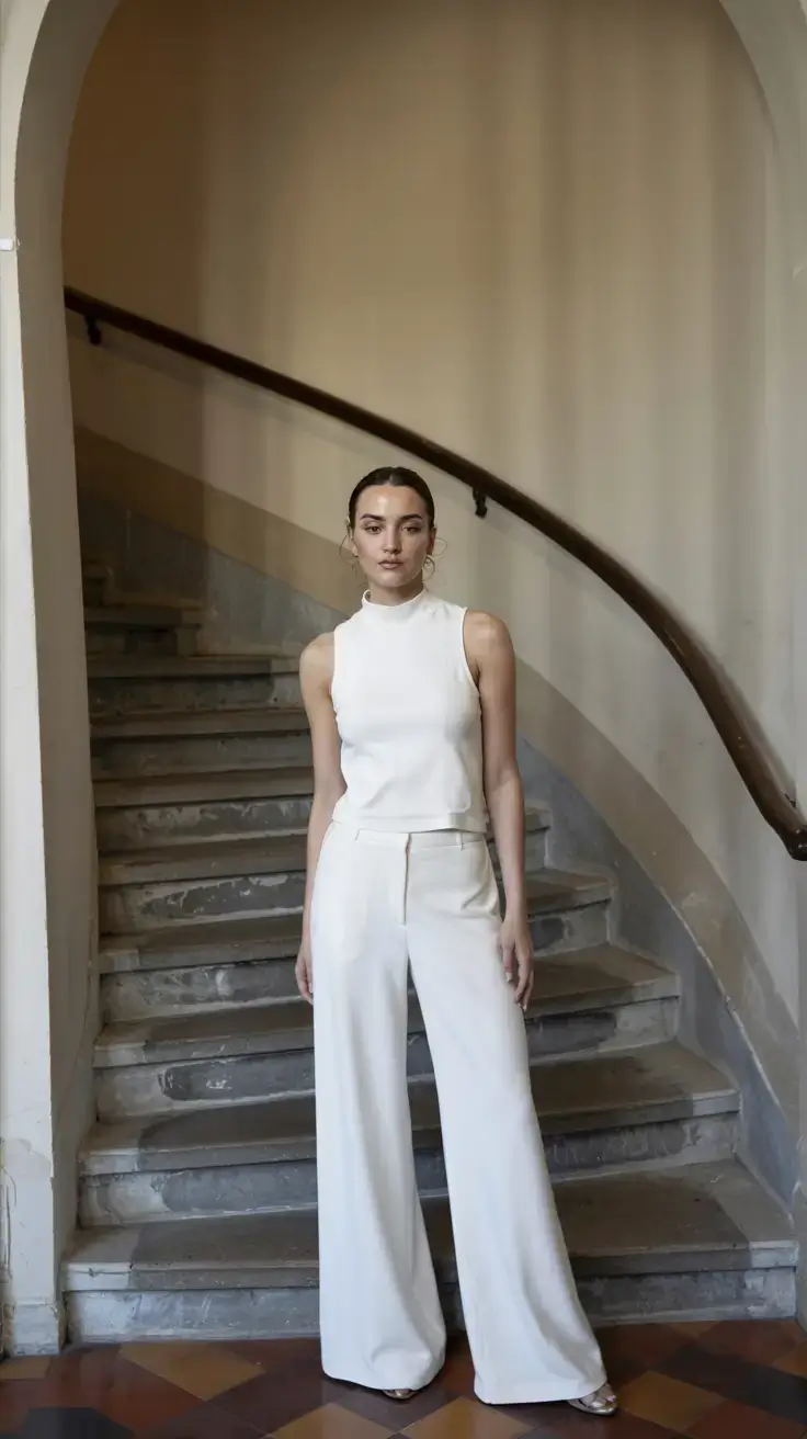 Chic office outfits for work 2026 Monochrome Purity The White Statement