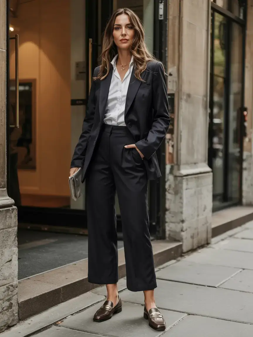 Chic office outfits for work 2026 Navy Confidence Modern Tailoring at Its Finest