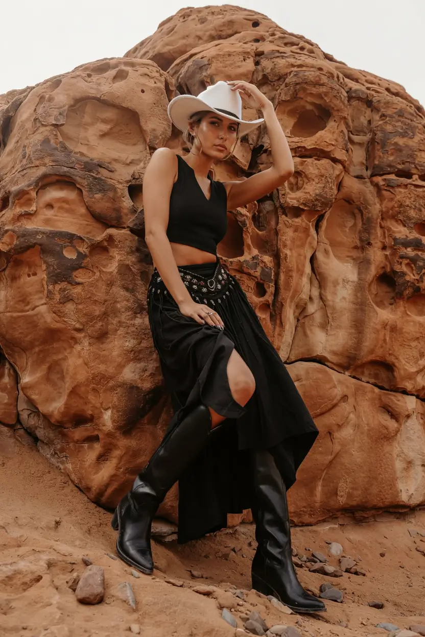 chic rodeo outfits 2026 Desert Noir Allure