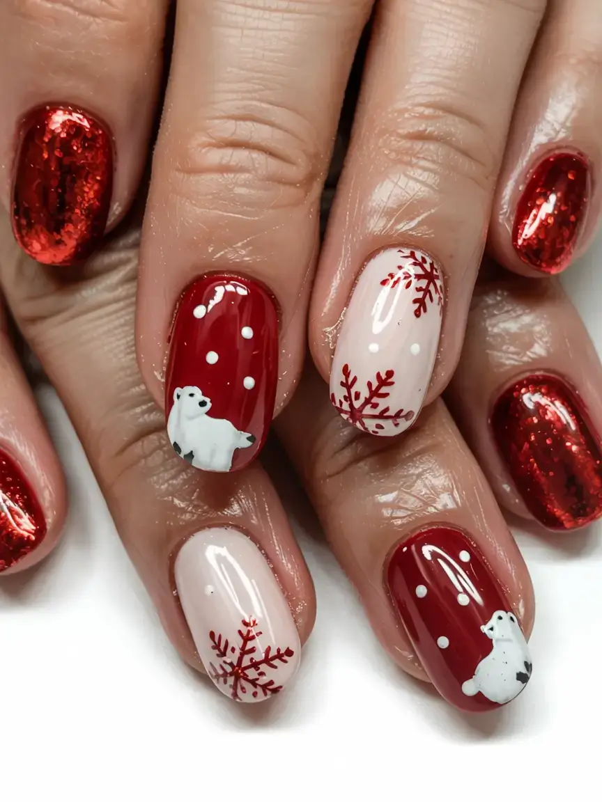 christmas nails ideas 2025 2026 Polar Bear Dreams