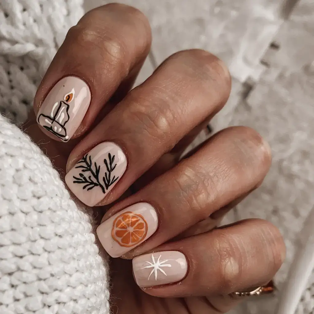 christmas nails ideas 2025 2026 rustic winter candle