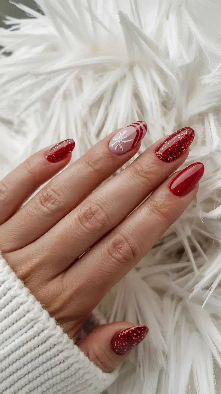 christmas nails ideas 2025 2026 Snowfall Serenity