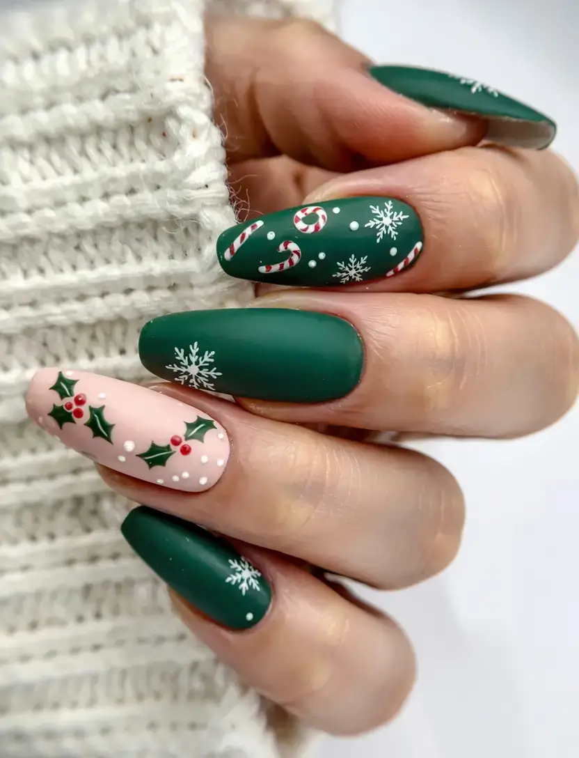christmas nails ideas 2025 2026 Evergreen Elegance