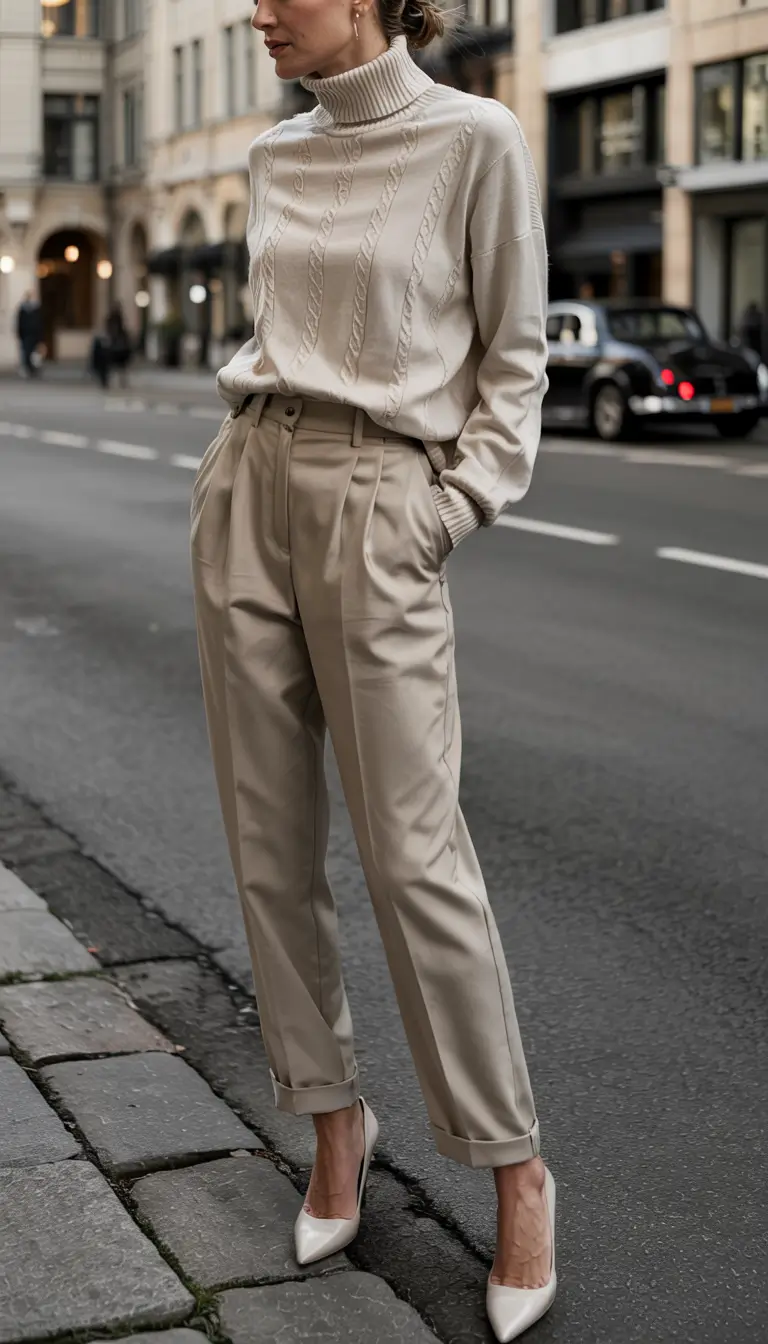 Classy outfit inspiration 2026 – Creamy Cable-Knit Elegance