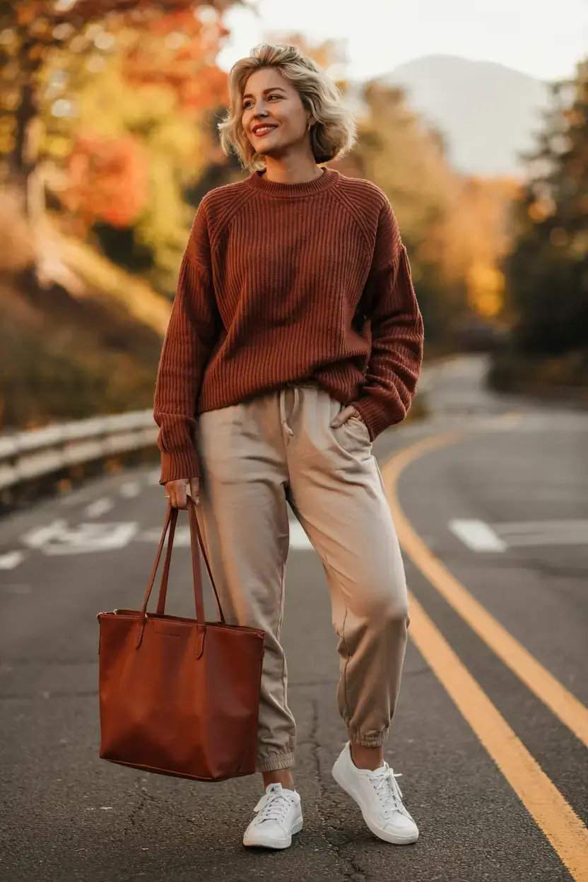 comfy outfits for women 2026 Rust-Toned Warmth
