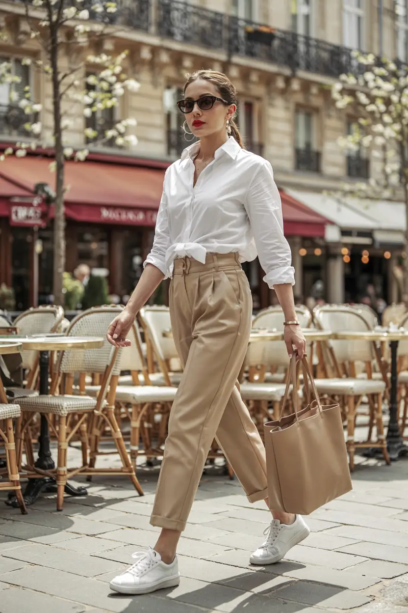 Cute casual outfit ideas 2026 White Shirt, Beige Dreams