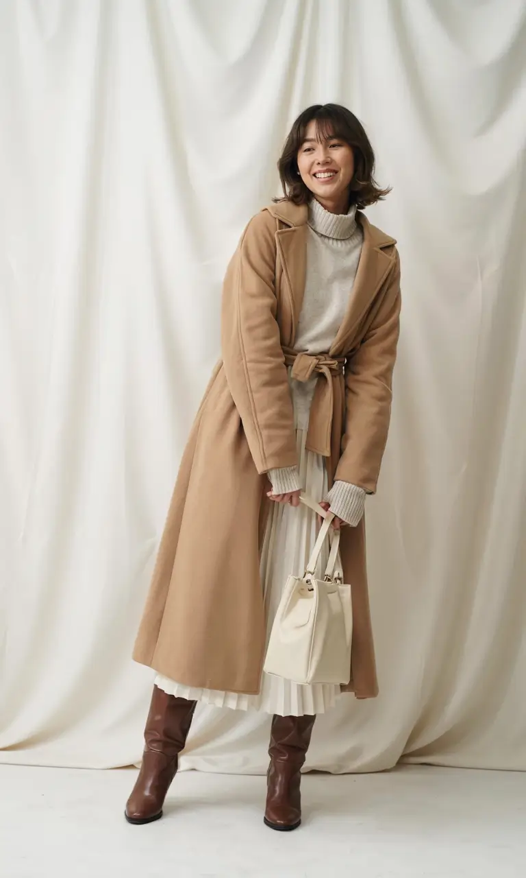 Cute casual outfit ideas 2026 Soft Camel & Pleated Whispers