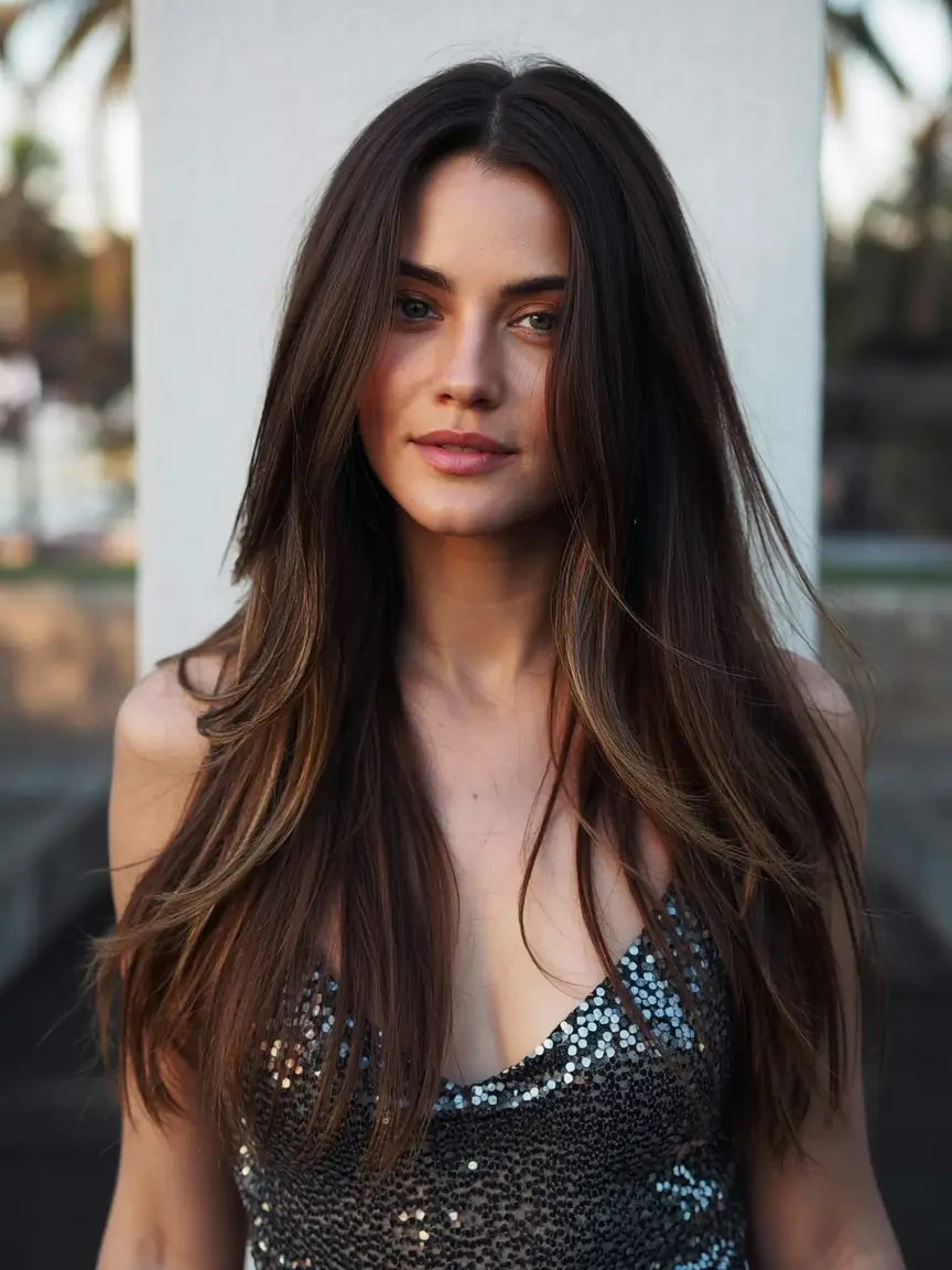 dark brown hair color 2026 Subtle Sunkissed Ends
