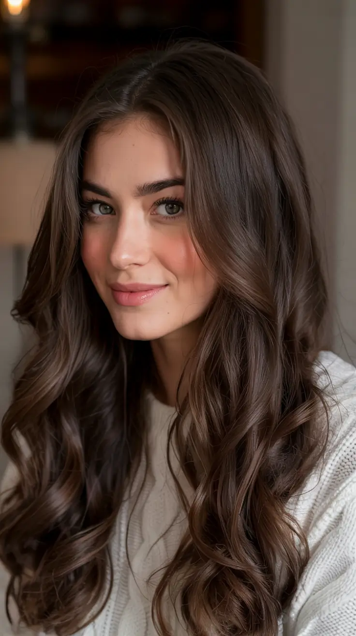 dark brown hair color 2026 Loose Chocolate Spirals