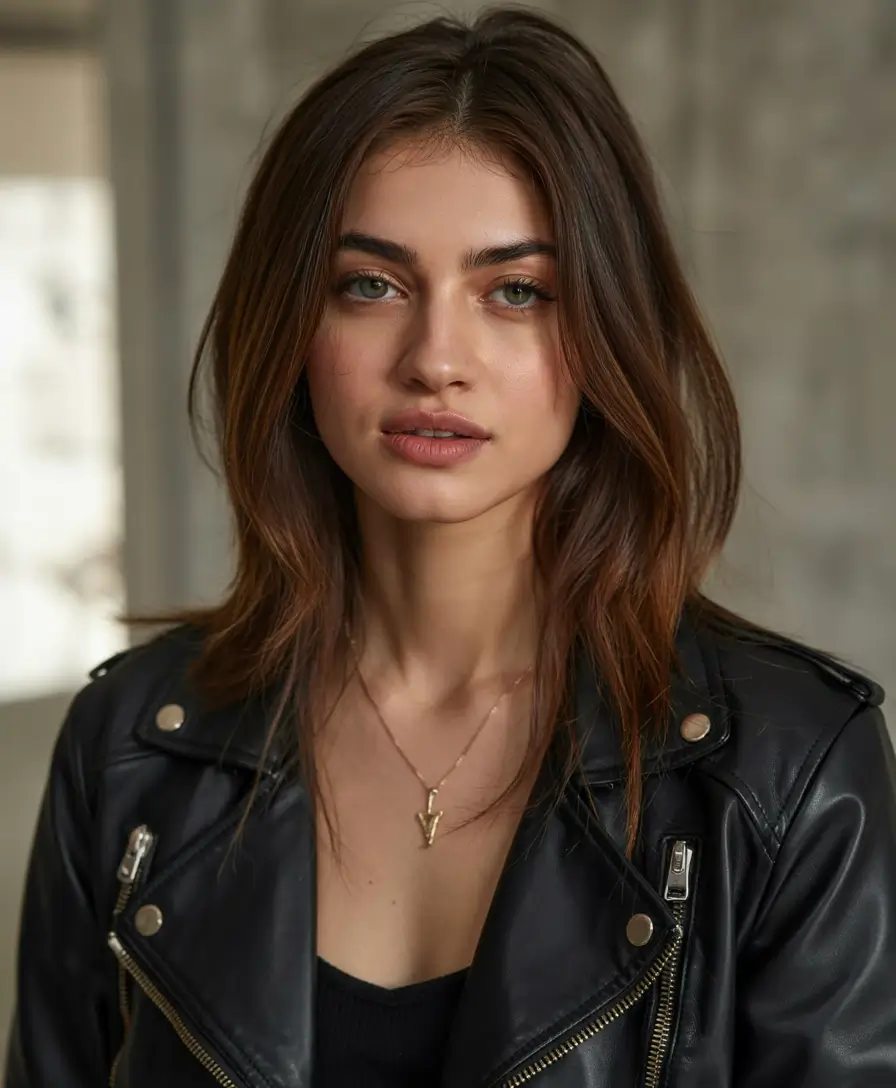 dark brown hair color 2026 Shagged-Out Brunette With Edge