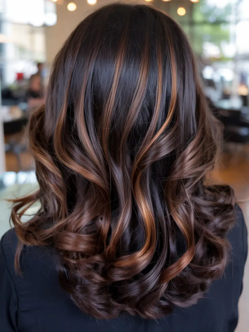 dark brown hair color 2026 Molten Cinnamon Ribbons