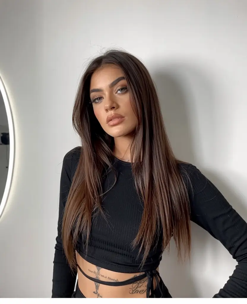 dark brown hair color 2026 Sleek Espresso Lengths