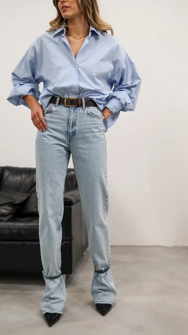 Everyday outfit inspiration 2026 The Blue Shirt Comeback