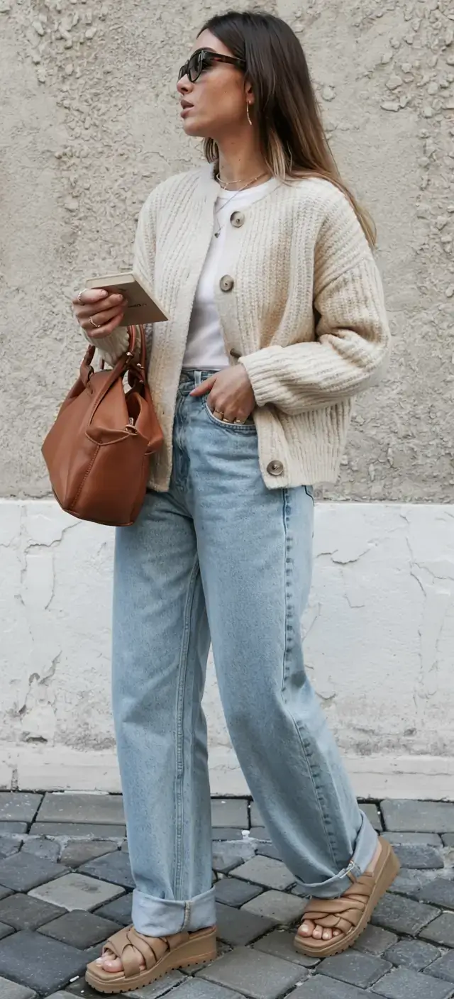 Everyday outfit inspiration 2026 Cozy Knit Cardigan Energy