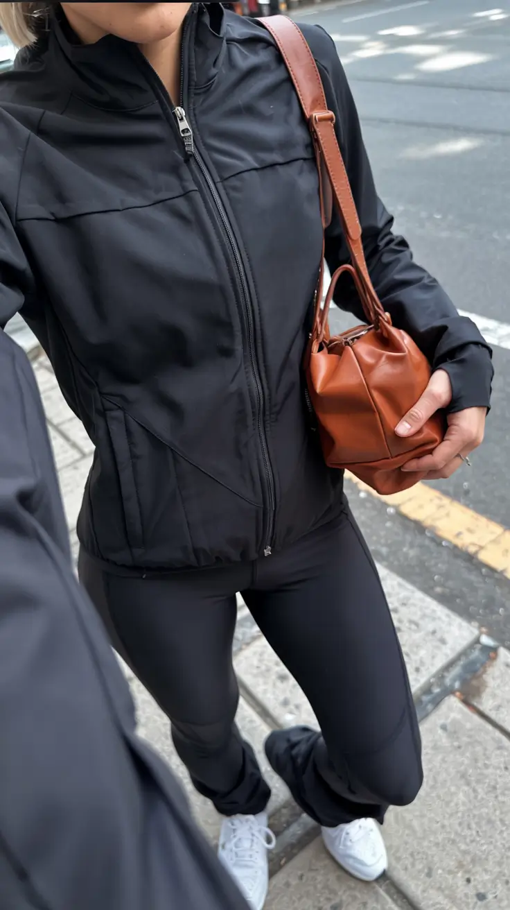 Fashionable workout outfits for women 2026 Technical Black Layers for Urban Training Days