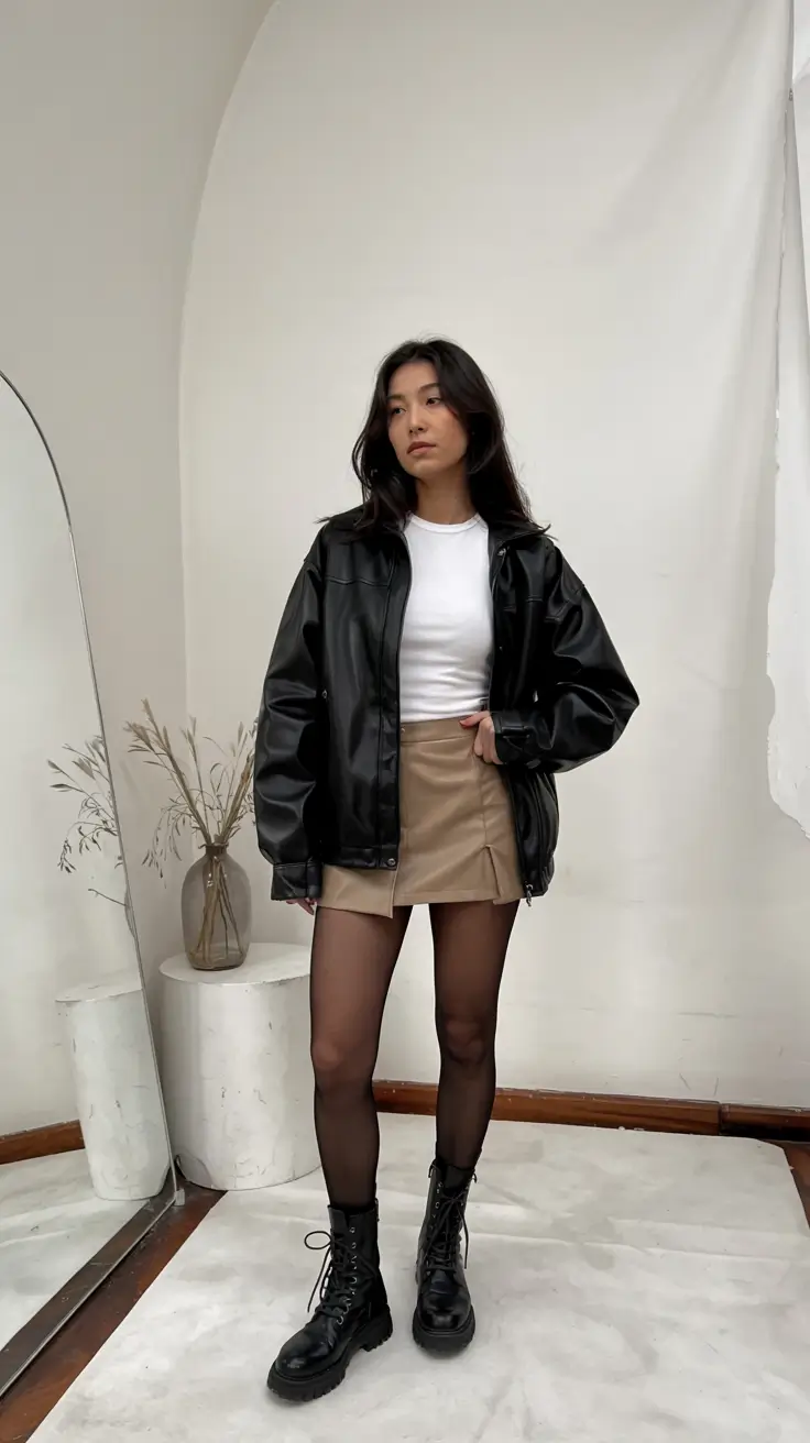 First date outfits for women 2026 Casual Modern Contrast with an Oversized Jacket