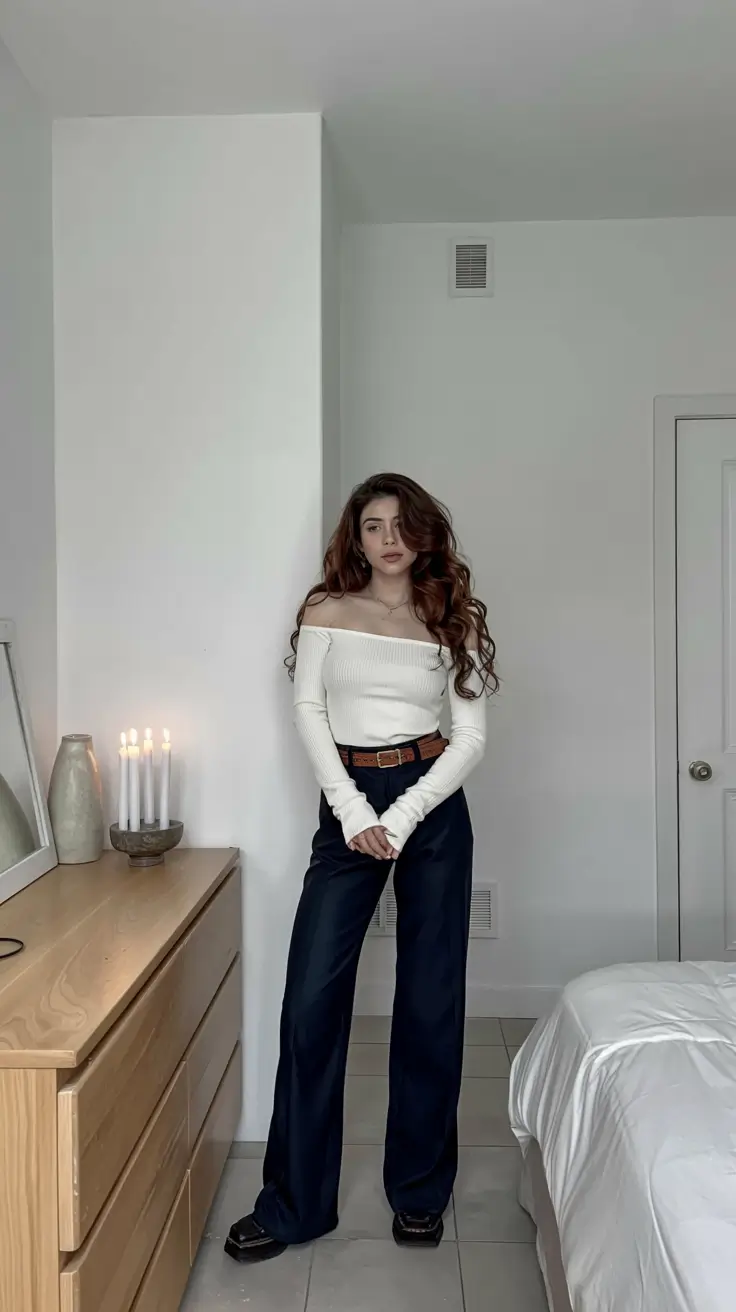 First date outfits for women 2026 Effortless Elegance with a Soft Off-Shoulder Silhouette