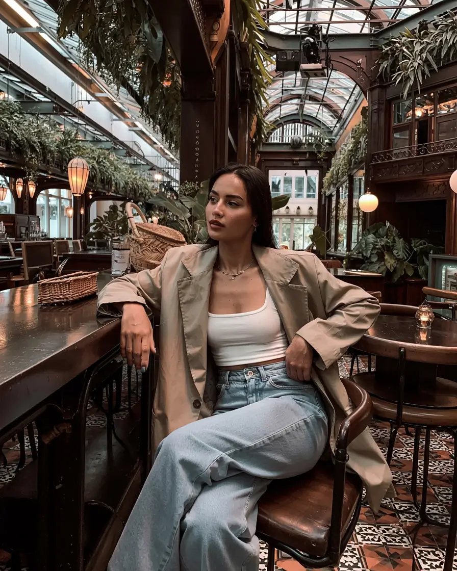 First date outfits for women 2026 Relaxed Denim With Café-Date Charm