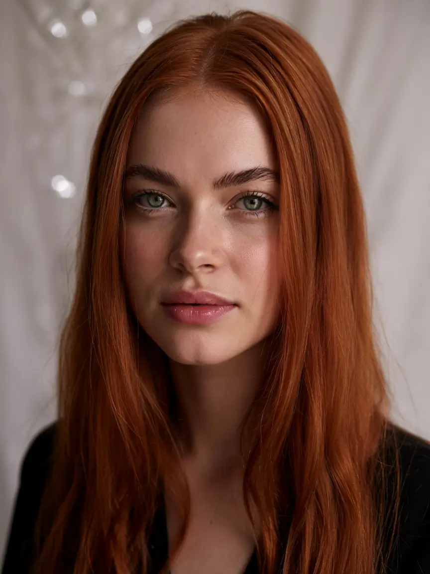 ginger hair color 2026+Minimalist Silhouette with Sleek Auburn Red