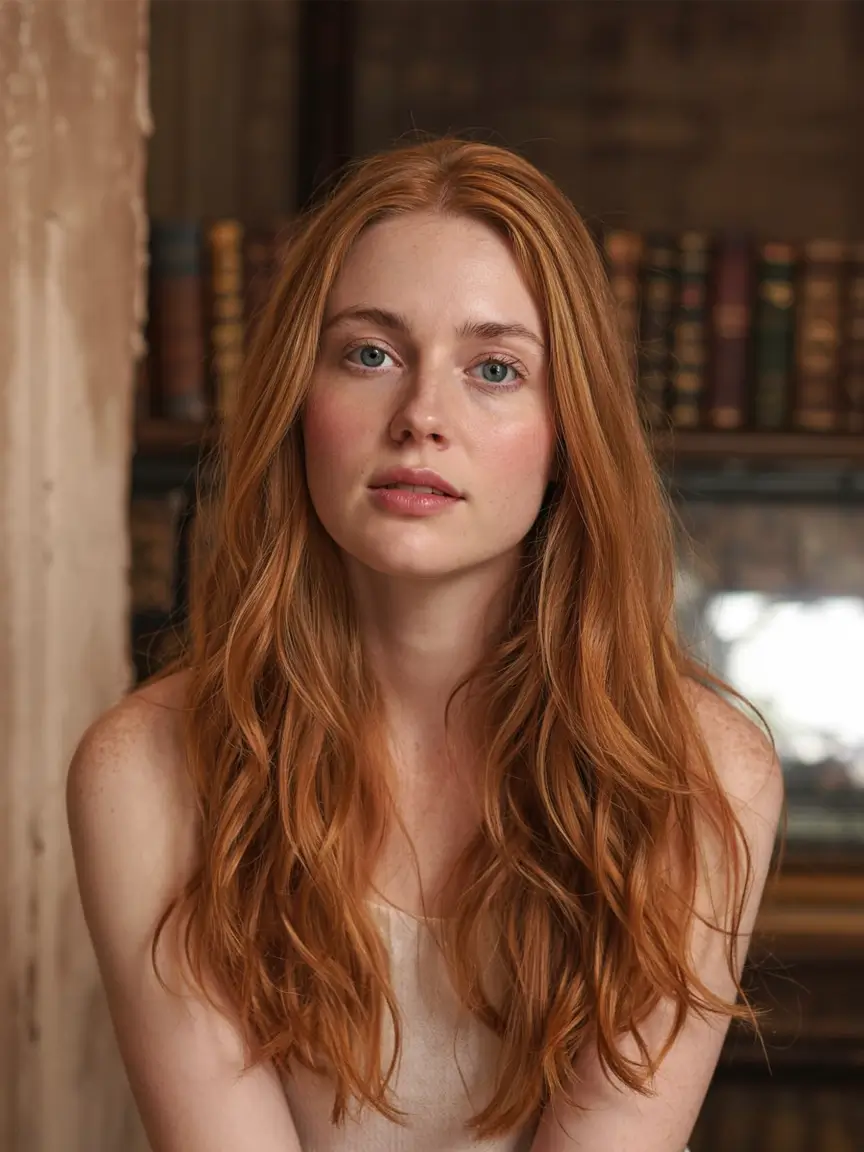 ginger hair color 2026+Soft Auburn Blend with Rustic Waves
