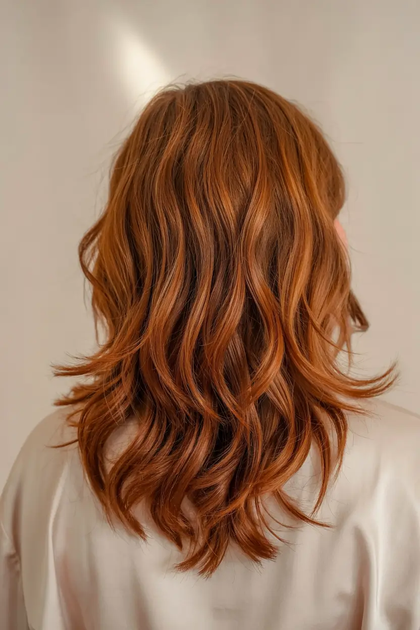 ginger hair color 2026+Layered Lob in Burnt Ginger