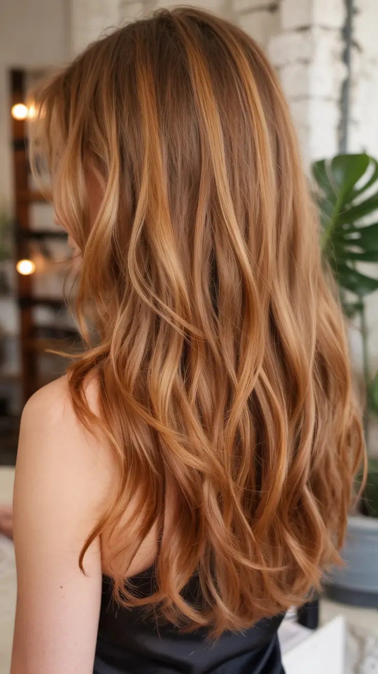 ginger hair color 2026+Golden Copper Balayage with Honeyed Movement