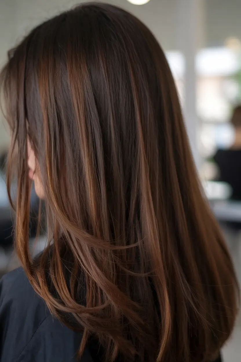 hair color for brown skin tone 2026+Cocoa Mocha Brown with Soft Amber Ribbons