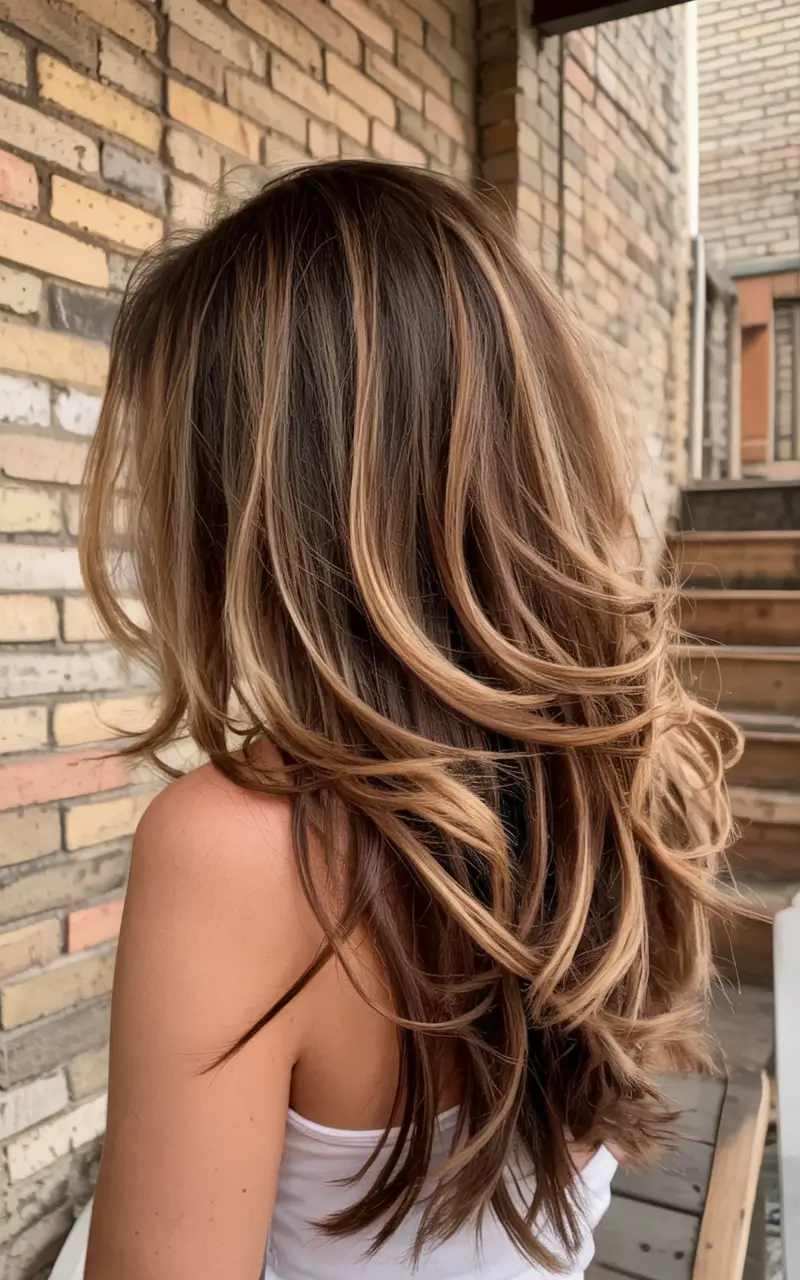 hair color for brown skin tone 2026+Golden Mocha Layers with Cascading Movement