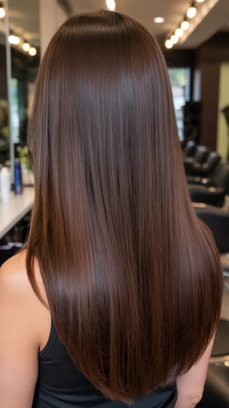 hair color for brown skin tone 2026+Glossy Mahogany Straight Cut with Blunt Ends