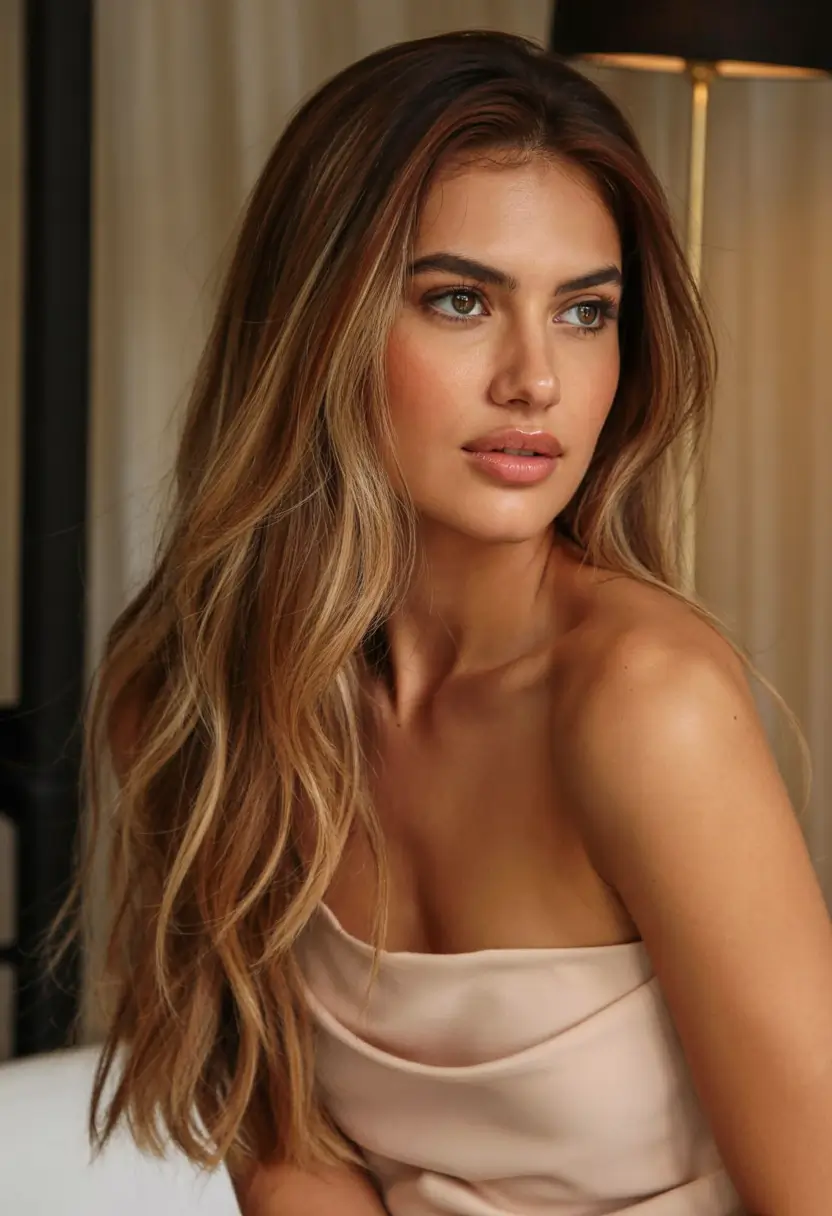 hair color for brown skin tone 2026+Soft Cinnamon Melt with Subtle Waves