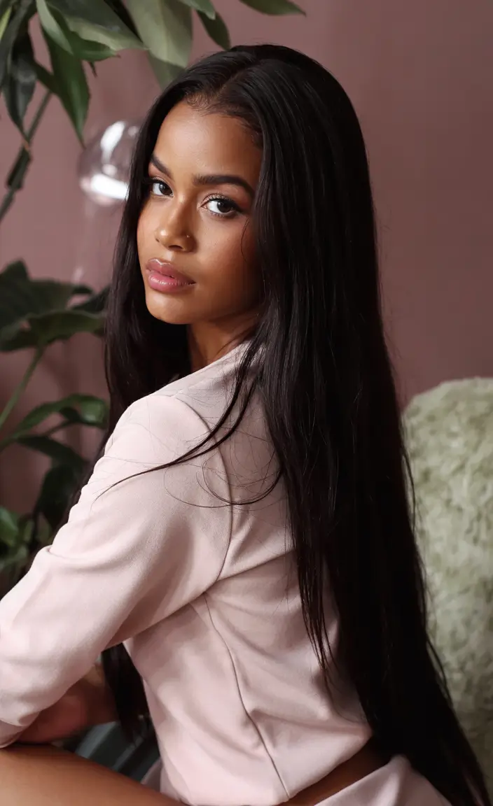 hair color for dark skin tone 2026+Noir Gloss Silk Press with Timeless Shine