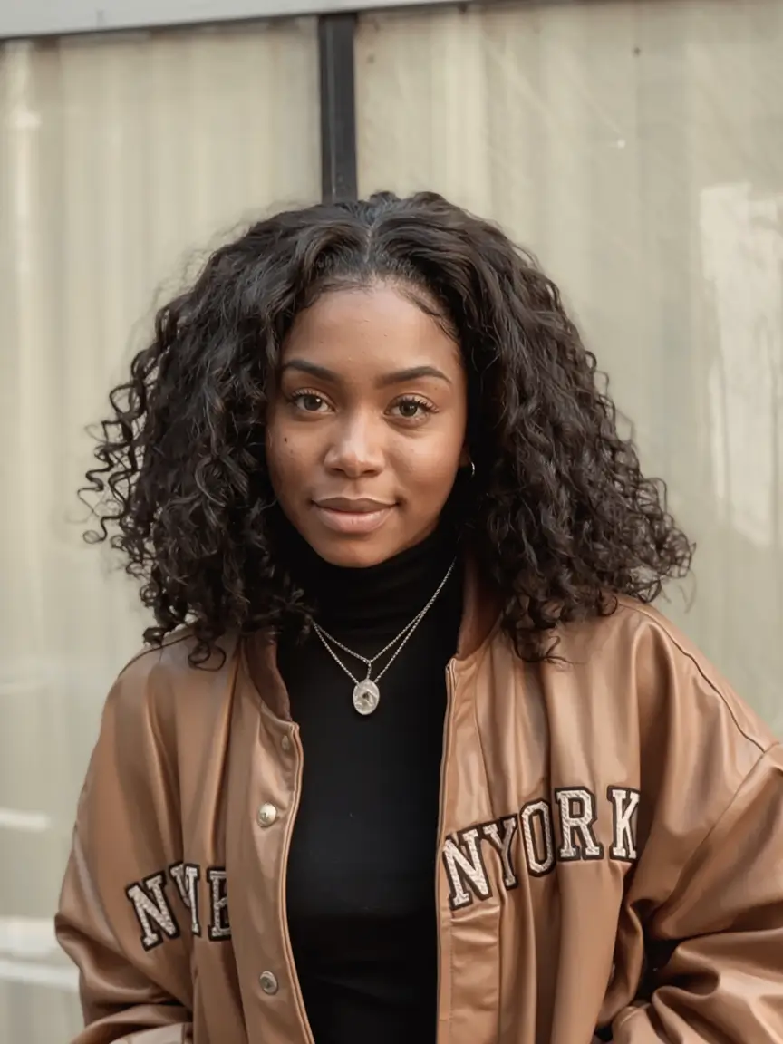 hair color for dark skin tone 2026+Inky Curl Halo with Round Volume