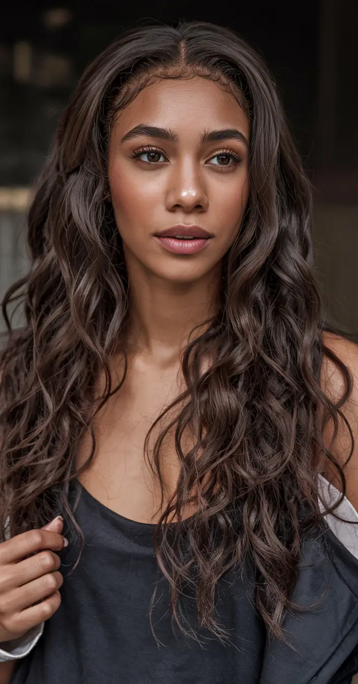 hair color for dark skin tone 2026+Soft Brown Balayage with Airy Texture