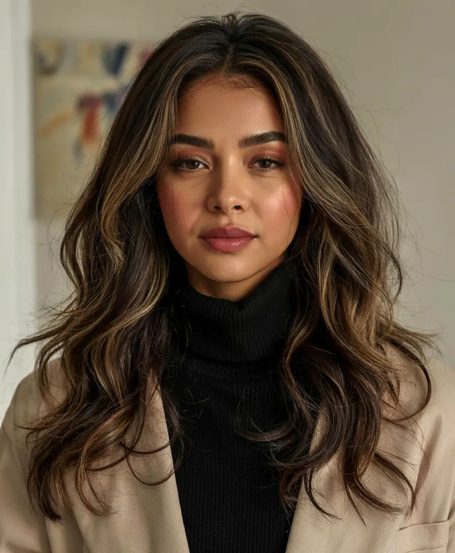 hair color for dark skin tone 2026+Subtle Ash Balayage for Elevated Neutrals