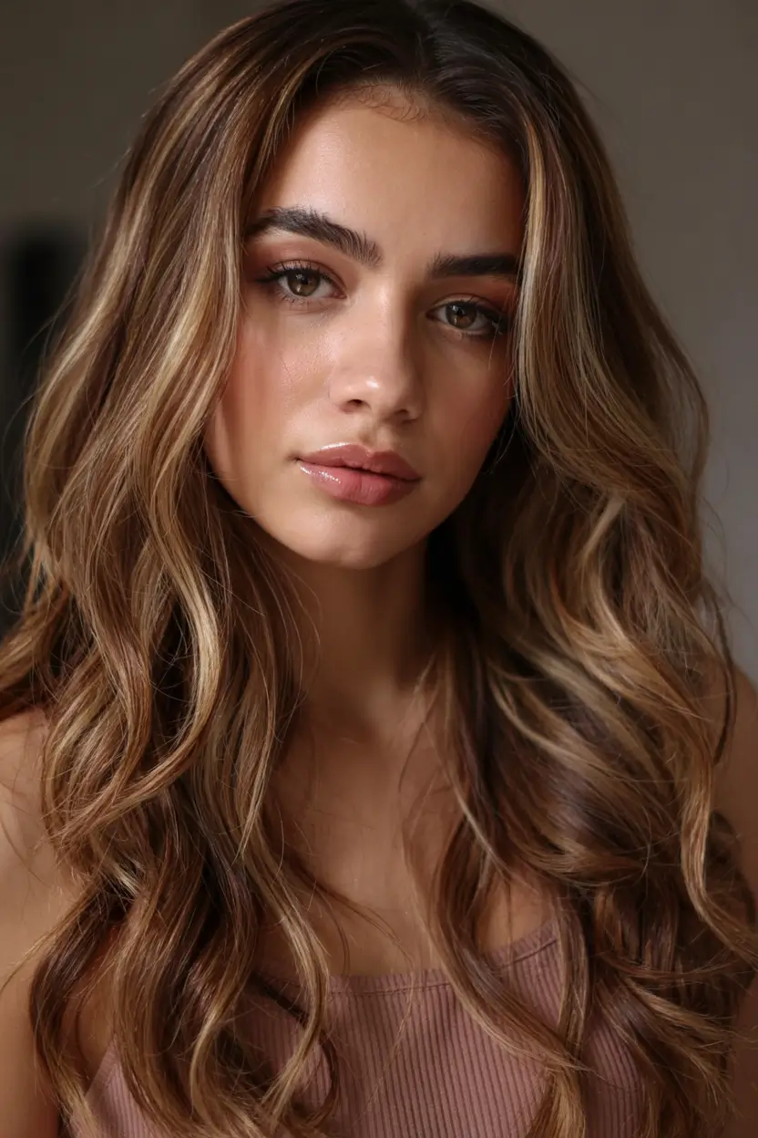 hair color for dark skin tone 2026+Honey-Wheat Waves with Soft Contrast