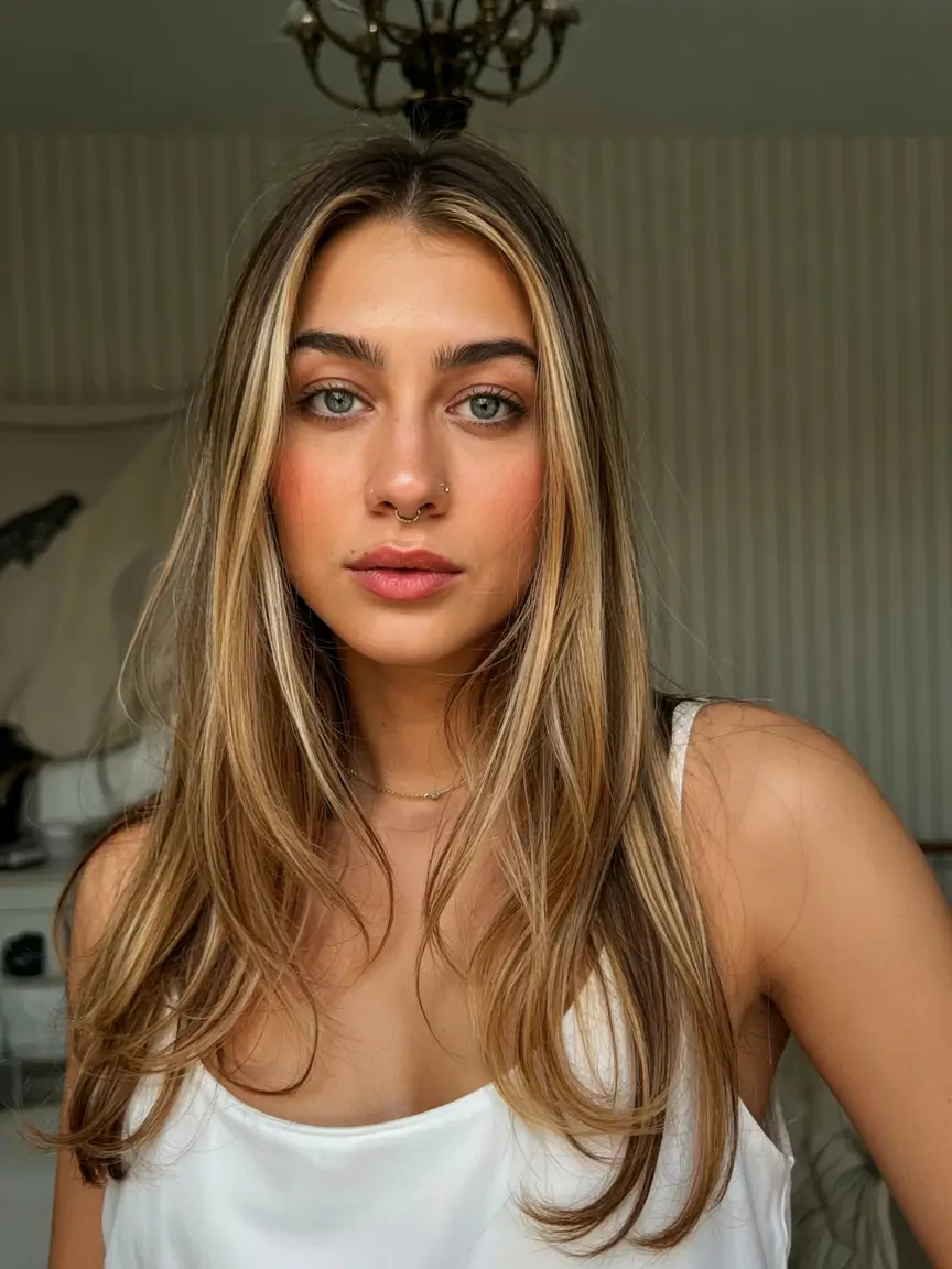 hair color for light skin tone 2026+Honey Wheat Balayage with Root Depth