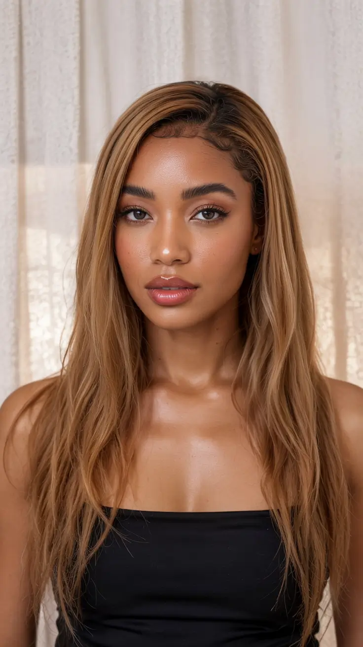 hair color for light skin tone 2026+Honeyed Caramel Straight Luxe