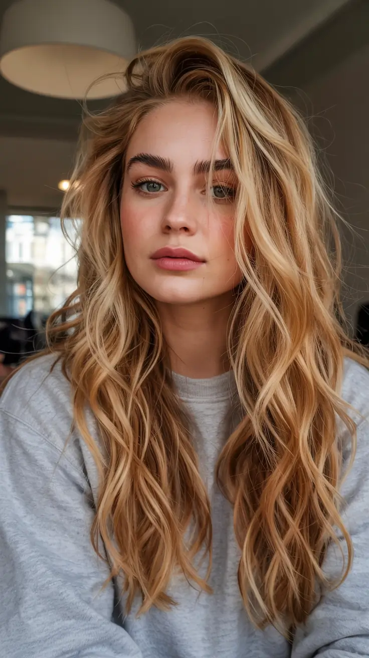 hair color for light skin tone 2026+Golden Beige Waves with Retro Volume