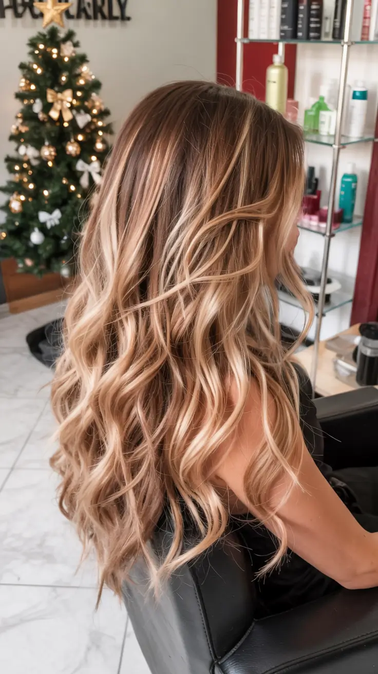 hair color for light skin tone 2026+Buttery Caramel Balayage with Bouncy Waves