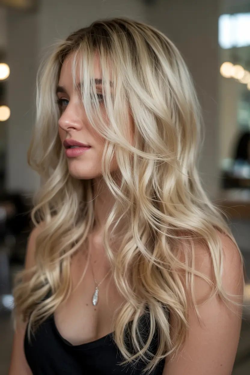 hair color for light skin tone 2026+Ivory Champagne Blonde with Beachy Texture