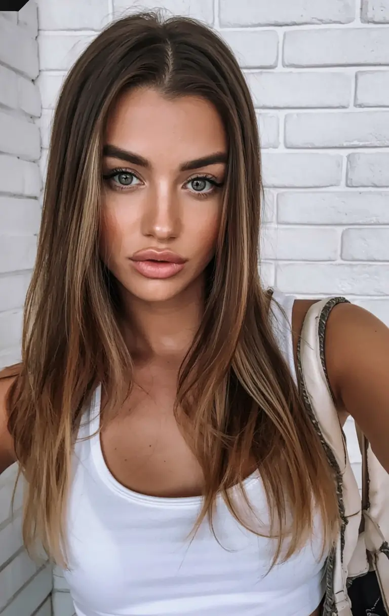 hair color for light skin tone 2026+Dimensional Brunette with Face-Framing Blonde