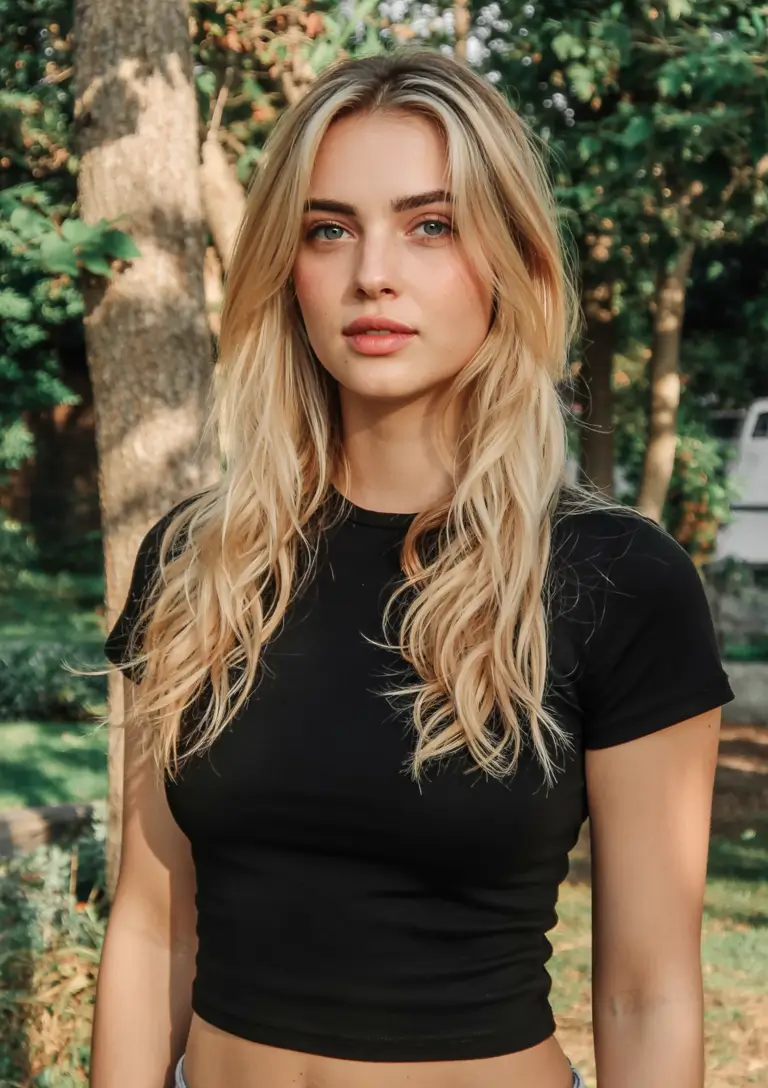 hair color for tan skin tone 2026+Bright Champagne Blonde With Summer Layers