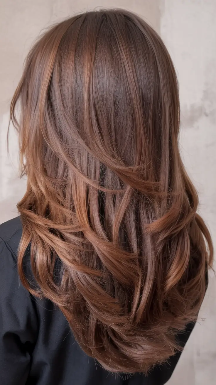 hair color for tan skin tone 2026+Warm Mahogany With Dimensional Layers