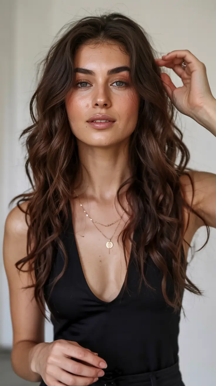 hair color for tan skin tone 2026+Medium Chocolate Layers With Red Undertones