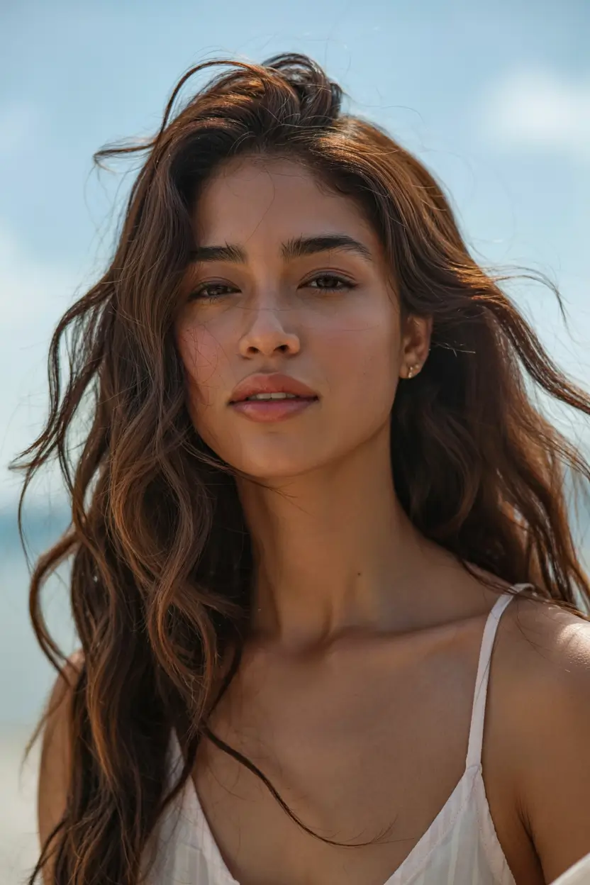 hair color for tan skin tone 2026+Beachy Mocha Swirl With Seamless Glow