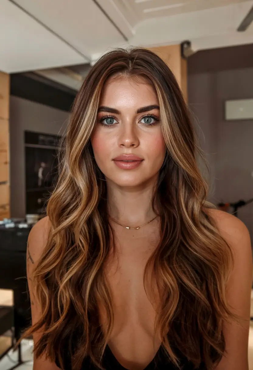 hair color for tan skin tone 2026+Golden Ribbon Highlights With Beachy Texture