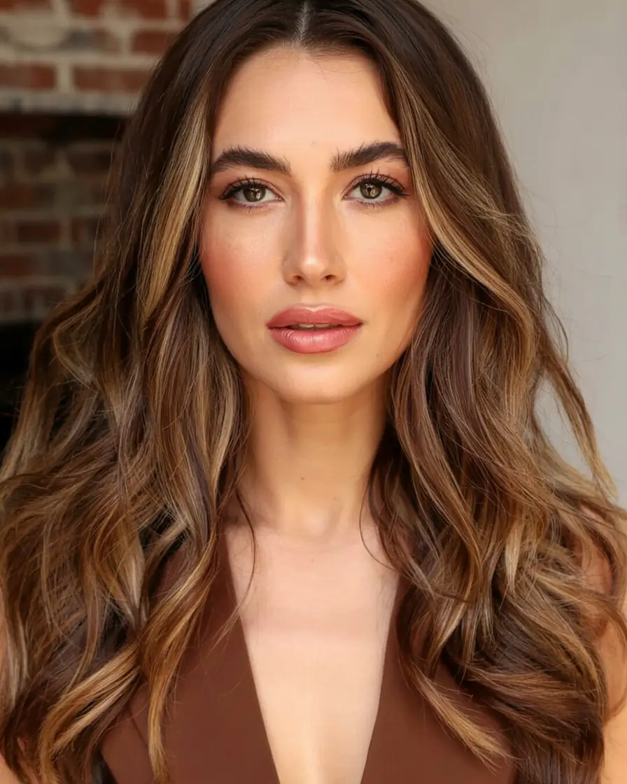 hair color for warm skin tone 2026+Toasted Hazelnut with Buttery Babylights