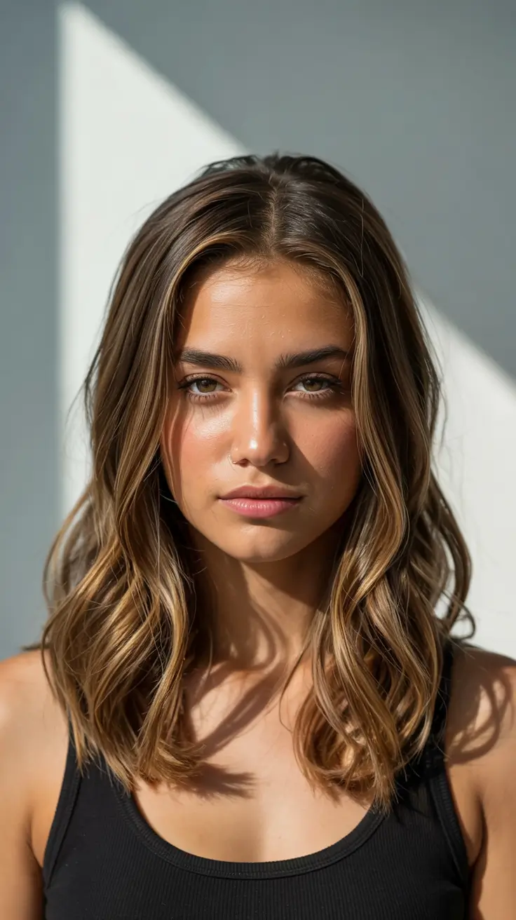 hair color for warm skin tone 2026+Bronze Smoke Lob with Glassy Finish